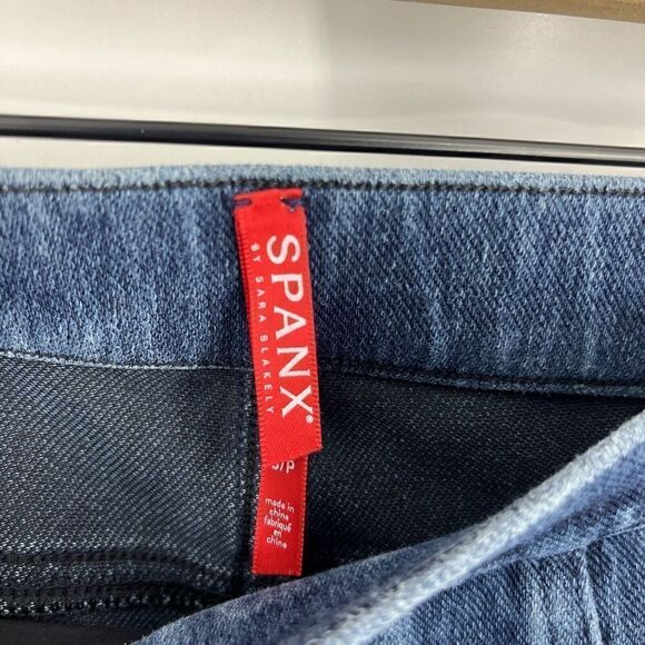 Spanx Jeanish Leggings Size Small Women Blue Stretch Pull On Pocket Skinny Ankle - Picture 3 of 8